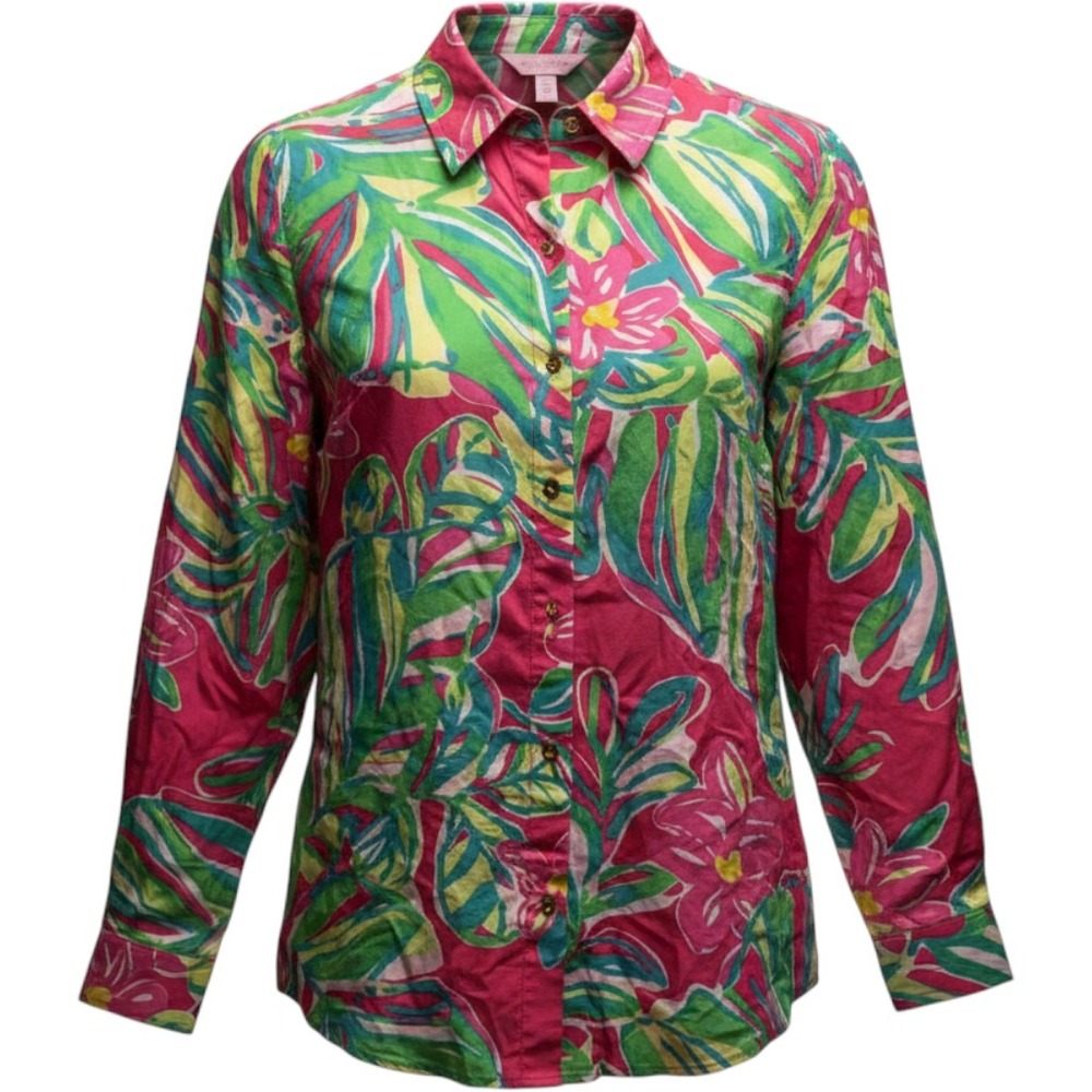 Lilly Pulitzer Jungle Tumble Silk Blouse Size M